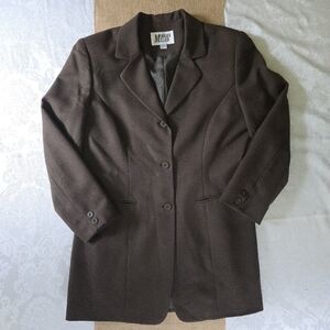 Morgan Miller Vintage Blazer Brown Long Dark Academia Profesional Office Size 10